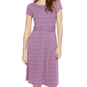 Boden Amelie Stretch Jersey Shirred Strawberry Geometric Print Dress Size 2R